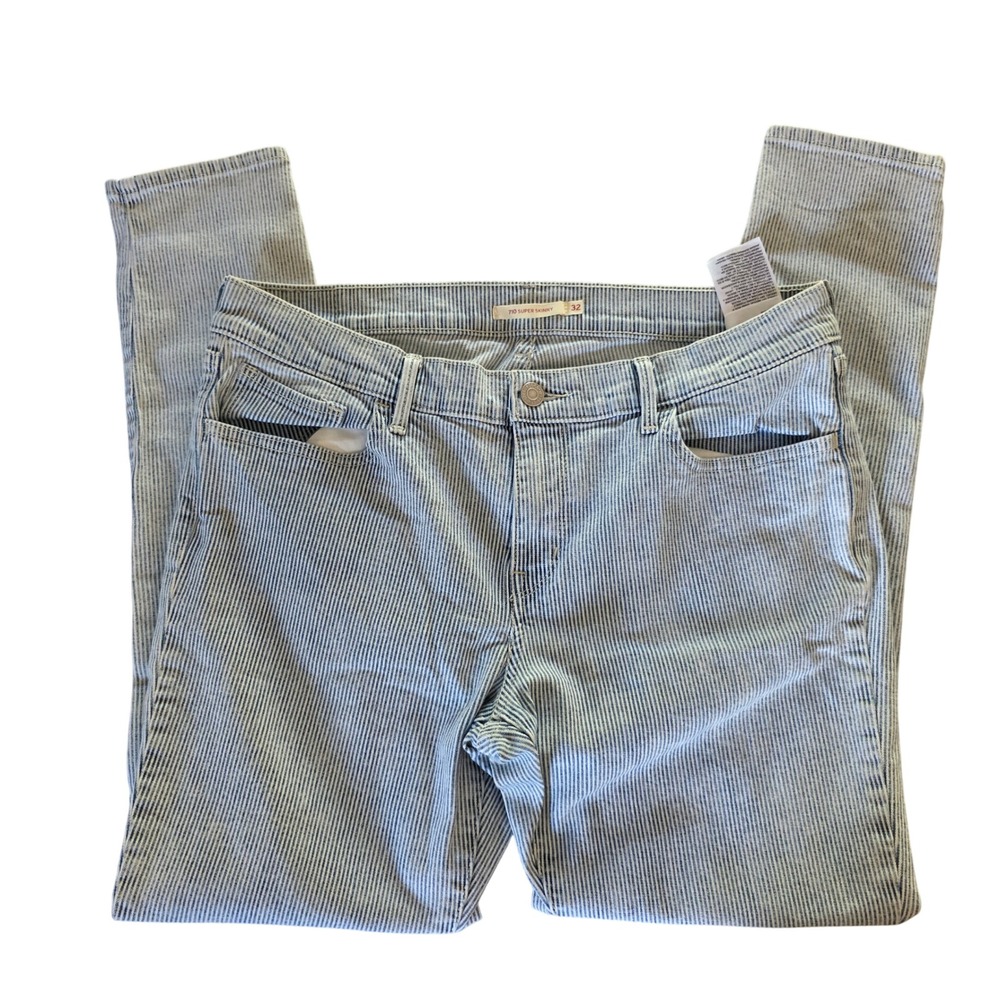 Levi's 710 Super Skinny Jeans Women's Size 32 Blue Striped‎ Denim Casual